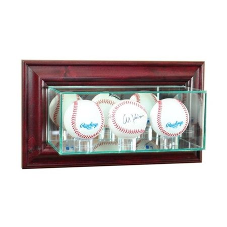 PERFECT CASES Perfect Cases WMTRPB-C Wall Mounted Triple Baseball Display Case; Cherry WMTRPB-C